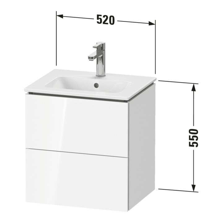 Duravit Meuble sous lavabo Compact L-Cube 52x42,1x55 cm, 2 tiroirs, blanc, surface mate satinée