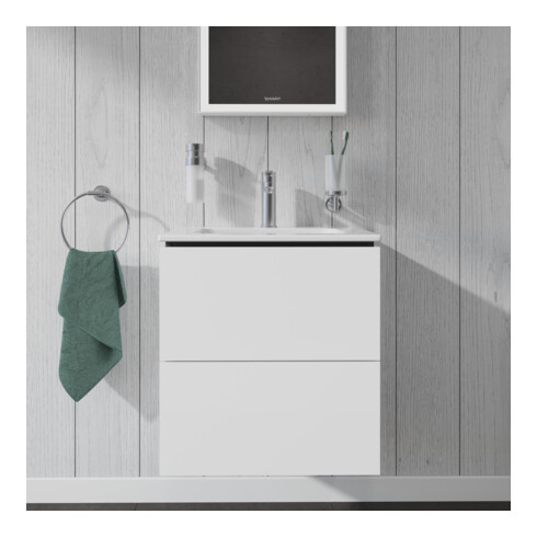 Duravit Meuble sous lavabo Compact L-Cube 52x42,1x55 cm, 2 tiroirs, suspendu, blanc brillant