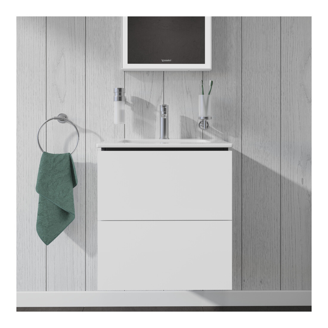 Duravit Meuble sous lavabo Compact L-Cube 52x42,1x55 cm, 2 tiroirs, suspendu, blanc brillant