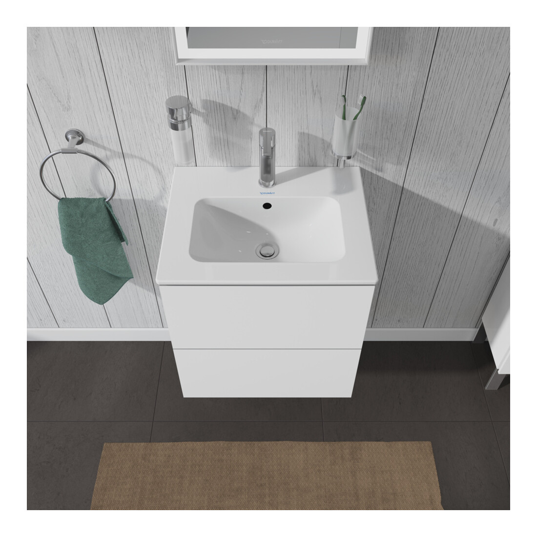 Duravit Meuble sous lavabo Compact L-Cube 52x42,1x55 cm, 2 tiroirs, suspendu, blanc brillant