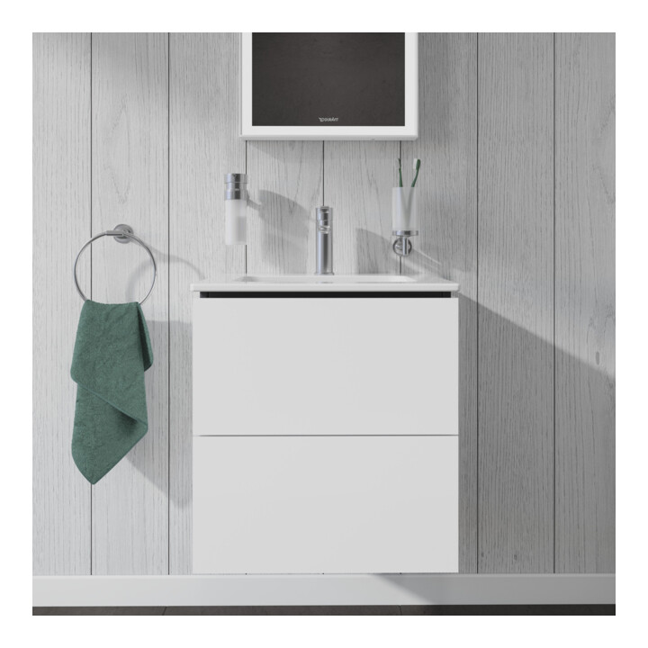 Duravit Meuble sous lavabo Compact L-Cube 52x42,1x55 cm, 2 tiroirs, suspendu, blanc brillant
