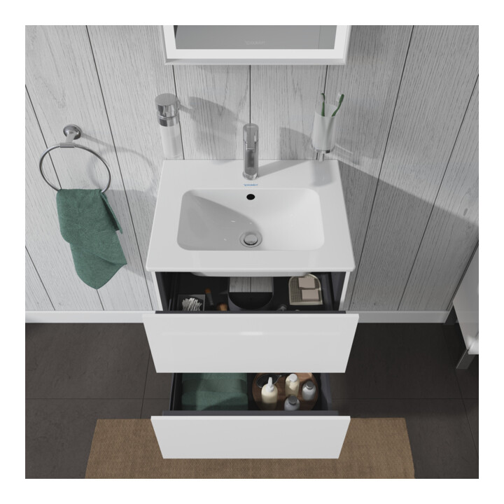 Duravit Meuble sous lavabo Compact L-Cube 52x42,1x55 cm, 2 tiroirs, suspendu, blanc brillant