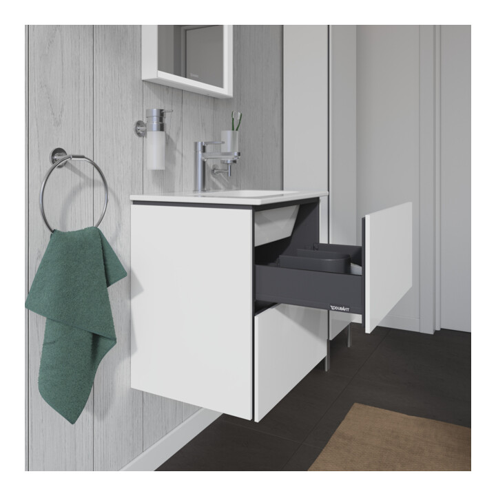 Duravit Meuble sous lavabo Compact L-Cube 52x42,1x55 cm, 2 tiroirs, suspendu, blanc brillant