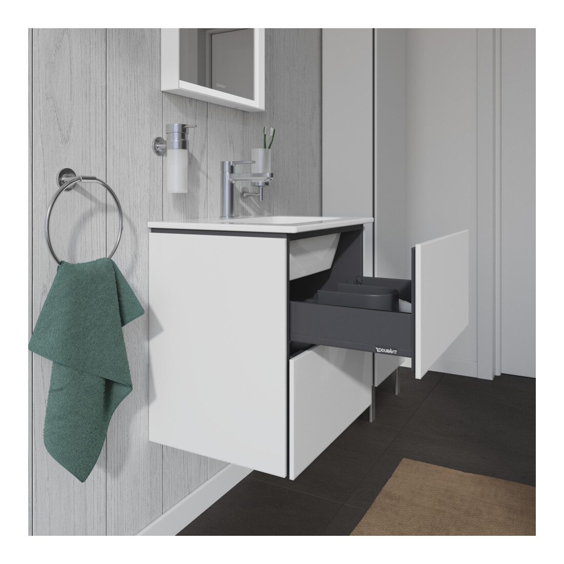 Duravit Meuble sous lavabo Compact L-Cube 52x42,1x55 cm, 2 tiroirs, suspendu, blanc mat