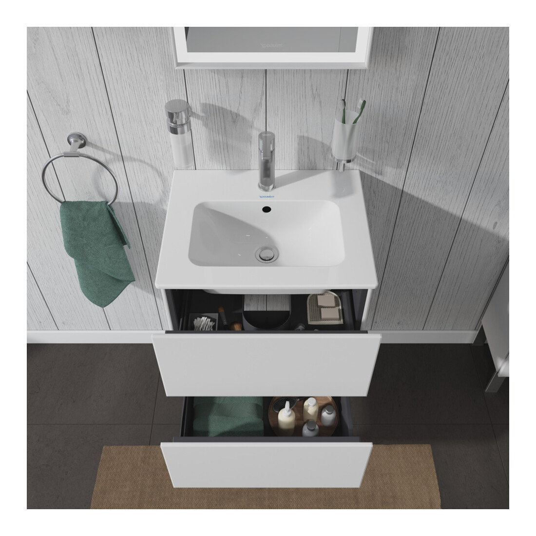 Duravit Meuble sous lavabo Compact L-Cube 52x42,1x55 cm, 2 tiroirs, suspendu, blanc mat