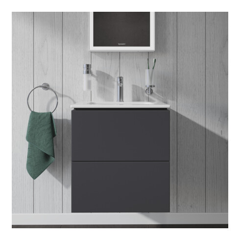 Duravit Meuble sous lavabo Compact L-Cube 52x42,1x55 cm, 2 tiroirs, suspendu, gris mat