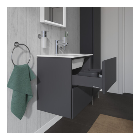 Duravit Meuble sous lavabo Compact L-Cube 52x42,1x55 cm, 2 tiroirs, suspendu, gris mat