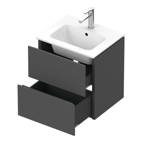 Duravit Meuble sous lavabo Compact L-Cube 52x42,1x55 cm, 2 tiroirs, suspendu, gris mat
