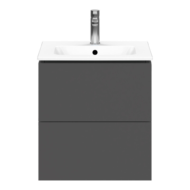 Duravit Meuble sous lavabo Compact L-Cube 52x42,1x55 cm, 2 tiroirs, suspendu, gris mat
