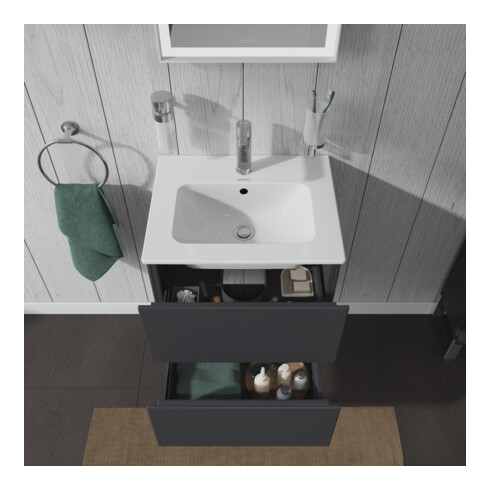 Duravit Meuble sous lavabo Compact L-Cube 52x42,1x55 cm, 2 tiroirs, suspendu, gris mat