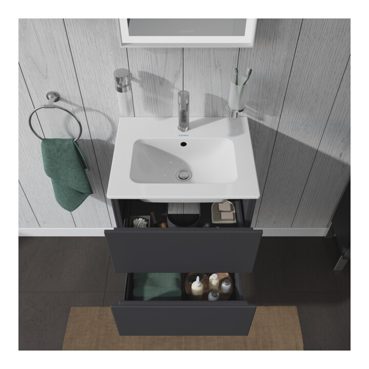 Duravit Meuble sous lavabo Compact L-Cube 52x42,1x55 cm, 2 tiroirs, suspendu, gris mat