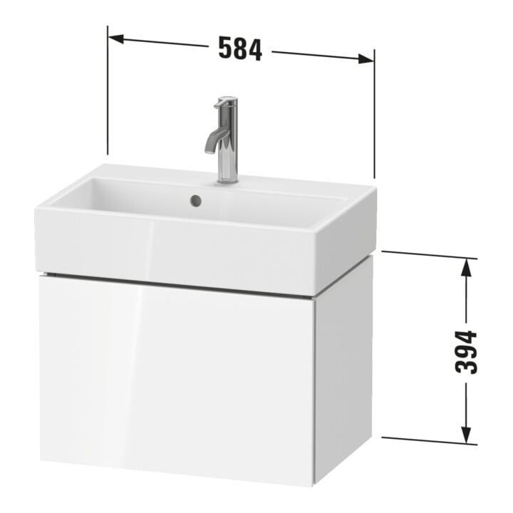 Duravit Meuble sous-lavabo Compact L-Cube 58,4x39,1x39,4 cm, 1 tiroir, suspendu, blanc mat