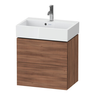 Duravit Meuble sous lavabo Compact L-Cube 58,4x39,1x54,4 cm, 2 tiroirs, suspendu, noyer naturel