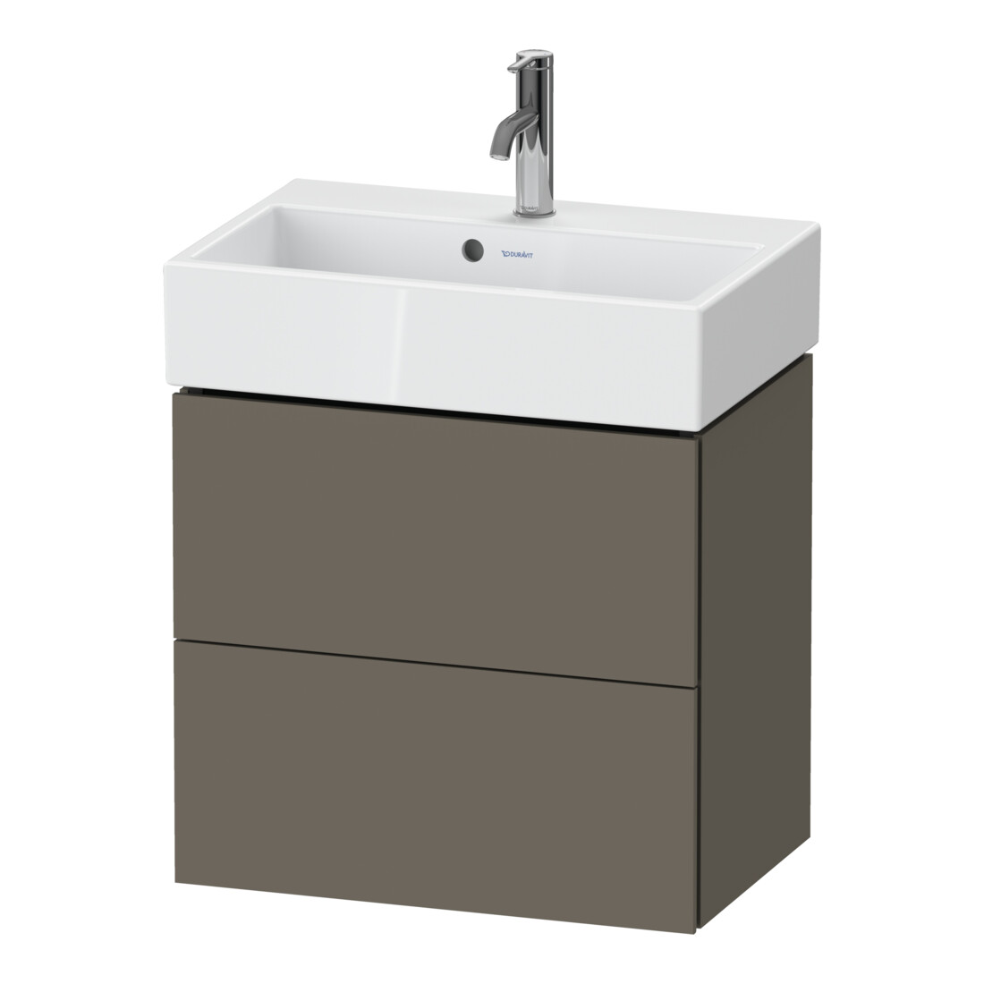 Duravit Meuble sous-lavabo Compact L-Cube 58,4x39,1x54,4cm, 2 tiroirs, mural, gris mat