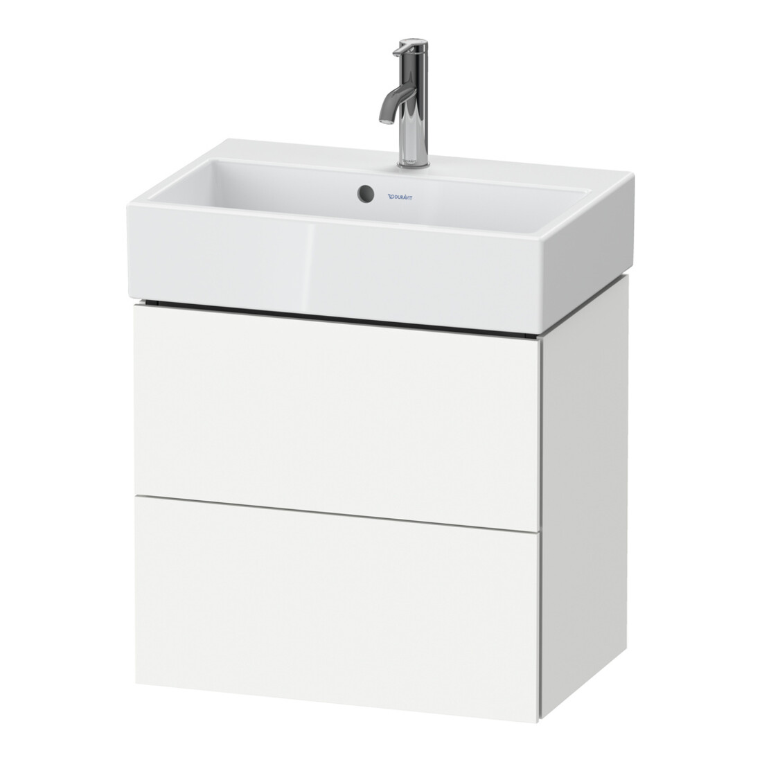 Duravit Meuble sous lavabo Compact L-Cube 58,4x39,1x54,4cm, 2 tiroirs, suspendu, blanc mat
