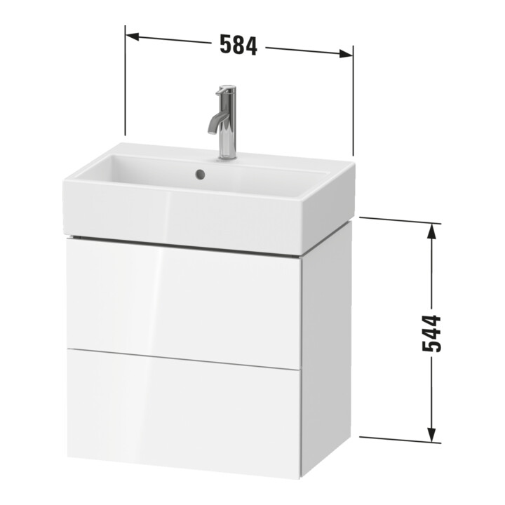 Duravit Meuble sous lavabo Compact L-Cube 58,4x39,1x54,4cm, 2 tiroirs, suspendu, graph ma