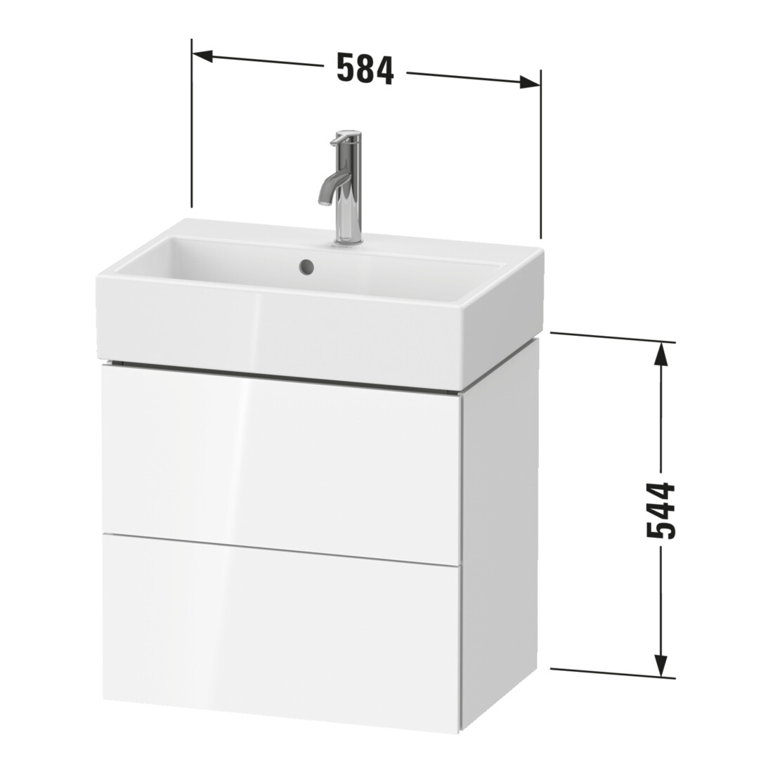 Duravit Meuble sous lavabo Compact L-Cube 58,4x39,1x54,4cm, 2 tiroirs, suspendu, graph ma