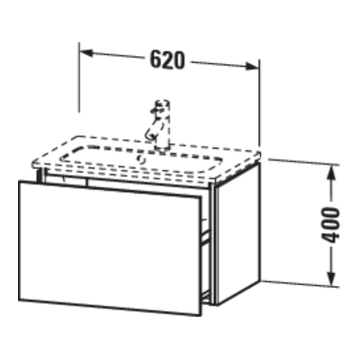 Duravit Meuble sous-lavabo Compact L-Cube 62x39,1 cm, bas, 1 tiroir, suspendu