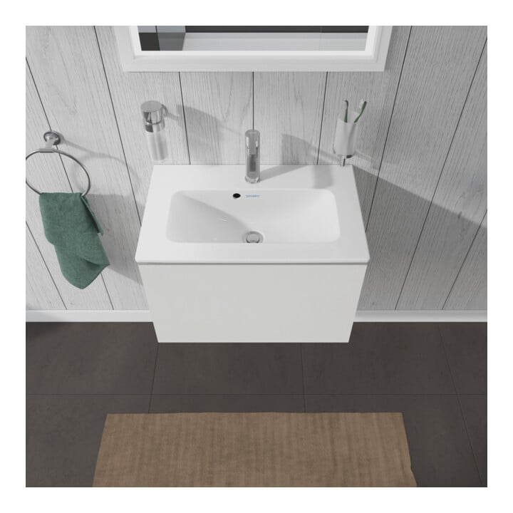 Duravit Meuble sous lavabo Compact L-Cube 62x39,1 cm, blanc brillant, 1 tiroir, suspendu