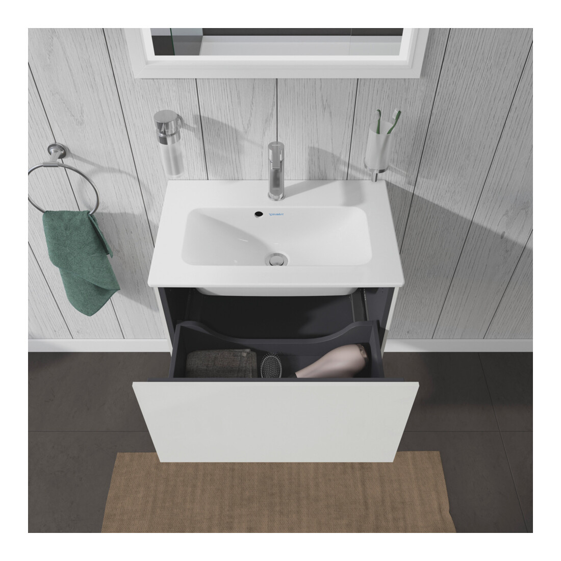 Duravit Meuble sous lavabo Compact L-Cube 62x39,1 cm, blanc brillant, 1 tiroir, suspendu