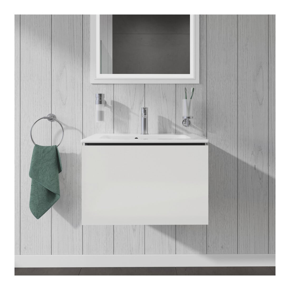 Duravit Meuble sous lavabo Compact L-Cube 62x39,1 cm, blanc brillant, 1 tiroir, suspendu