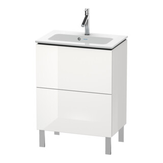 Duravit Meuble sous lavabo Compact L-Cube 62x39,1 cm, blanc brillant, 2 tiroirs, debout