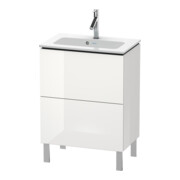 Duravit Meuble sous lavabo Compact L-Cube 62x39,1 cm, blanc brillant, 2 tiroirs, debout