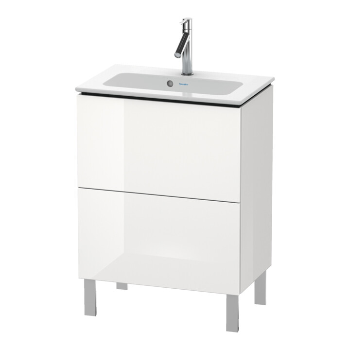 Duravit Meuble sous-lavabo Compact L-Cube 62x39,1 cm, blanc brillant, 2 tiroirs, posé