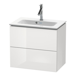 Duravit Meuble sous lavabo Compact L-Cube 62x39,1 cm, blanc hgl, 2 tiroirs, mural