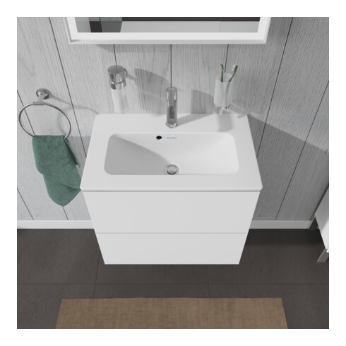 Duravit Meuble sous lavabo Compact L-Cube 62x39,1 cm, blanc hgl, 2 tiroirs, mural