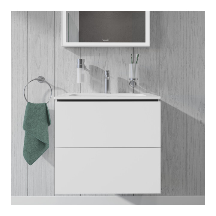 Duravit Meuble sous lavabo Compact L-Cube 62x39,1 cm, blanc hgl, 2 tiroirs, mural