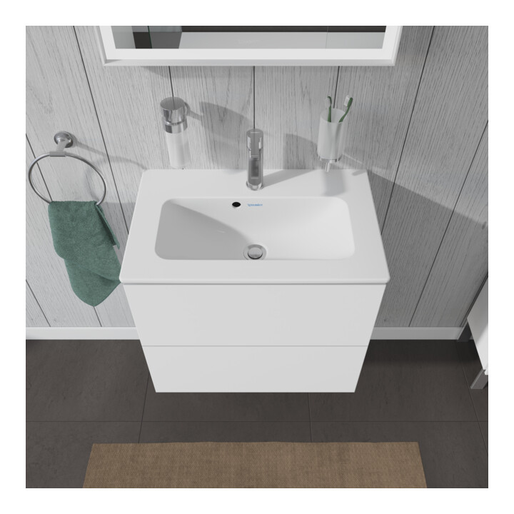 Duravit Meuble sous lavabo Compact L-Cube 62x39,1 cm, blanc hgl, 2 tiroirs, mural