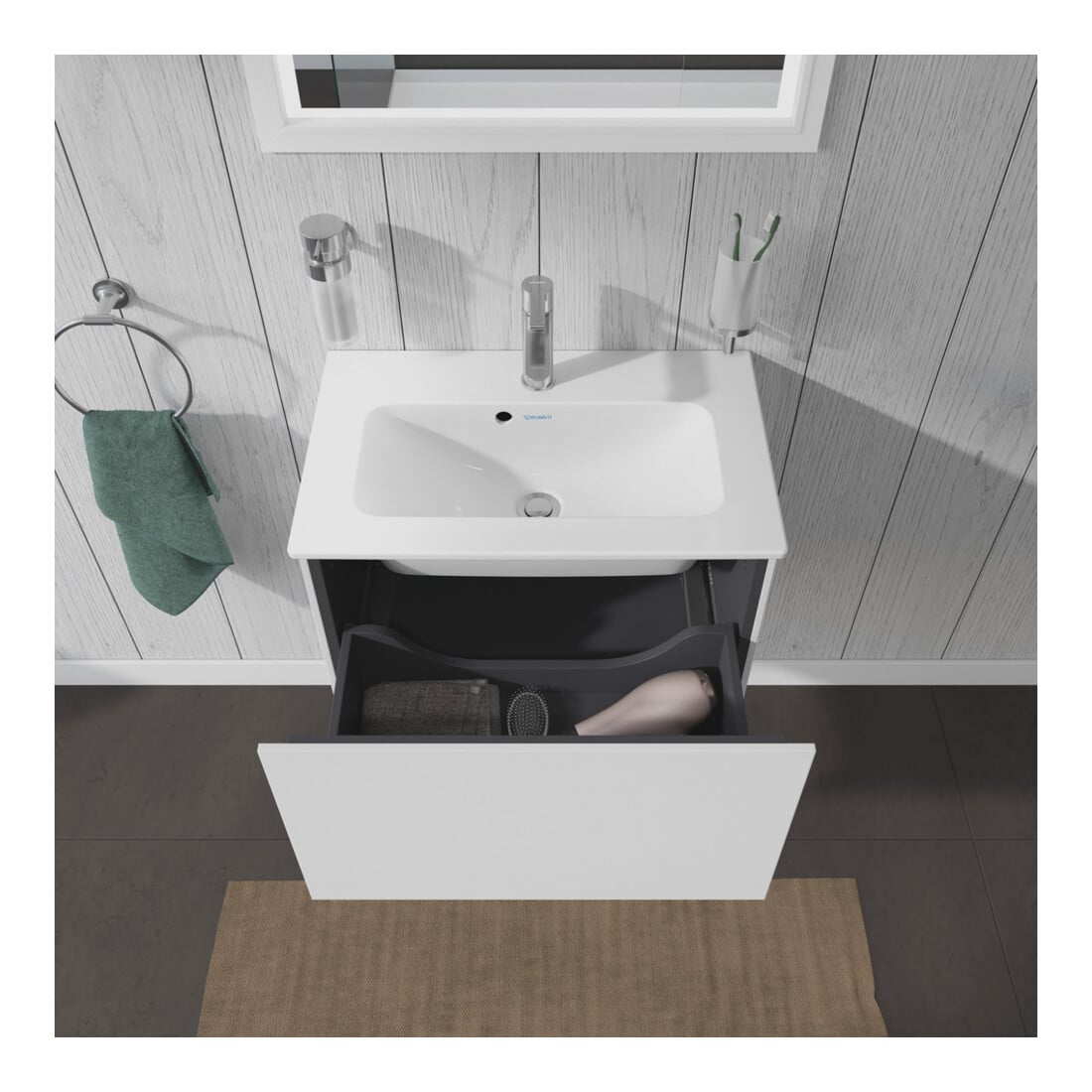 Duravit Meuble sous-lavabo Compact L-Cube 62x39,1 cm, blanc mat, 1 tiroir, suspendu
