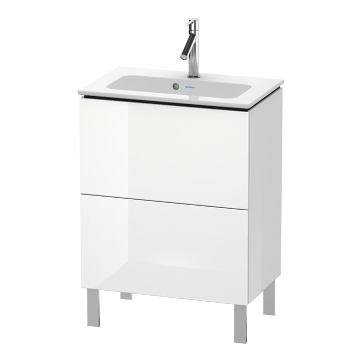Duravit Meuble sous lavabo Compact L-Cube 62x39,1 cm, blanc mat, 2 tiroirs, sur pied