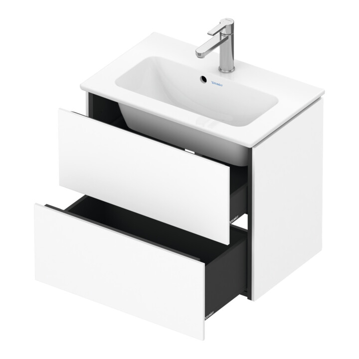 Duravit Meuble sous lavabo Compact L-Cube 62x39,1 cm, blanc mat, 2 tiroirs, suspendu