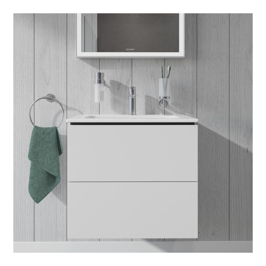 Duravit Meuble sous lavabo Compact L-Cube 62x39,1 cm, blanc mat, 2 tiroirs, suspendu