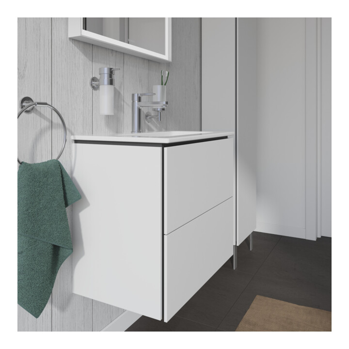 Duravit Meuble sous lavabo Compact L-Cube 62x39,1 cm, blanc mat, 2 tiroirs, suspendu