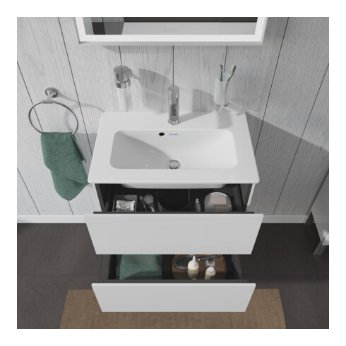 Duravit Meuble sous lavabo Compact L-Cube 62x39,1 cm, blanc mat, 2 tiroirs, suspendu