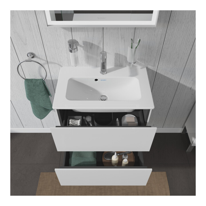Duravit Meuble sous lavabo Compact L-Cube 62x39,1 cm, blanc mat, 2 tiroirs, suspendu