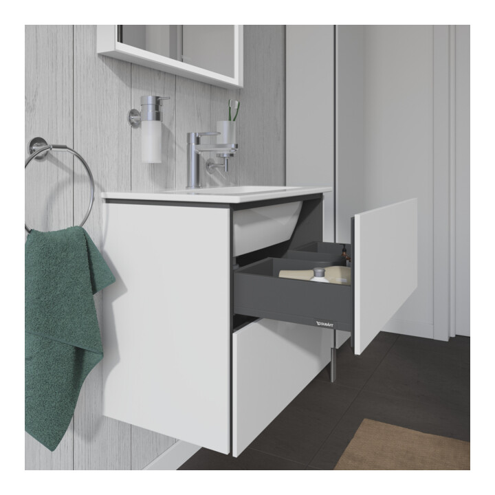 Duravit Meuble sous lavabo Compact L-Cube 62x39,1 cm, blanc mat, 2 tiroirs, suspendu