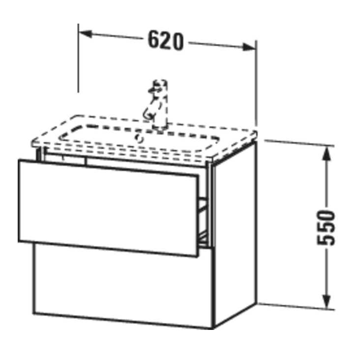 Duravit Meuble sous lavabo Compact L-Cube 62x39,1 cm, chêne médium, 2 tiroirs, suspendu