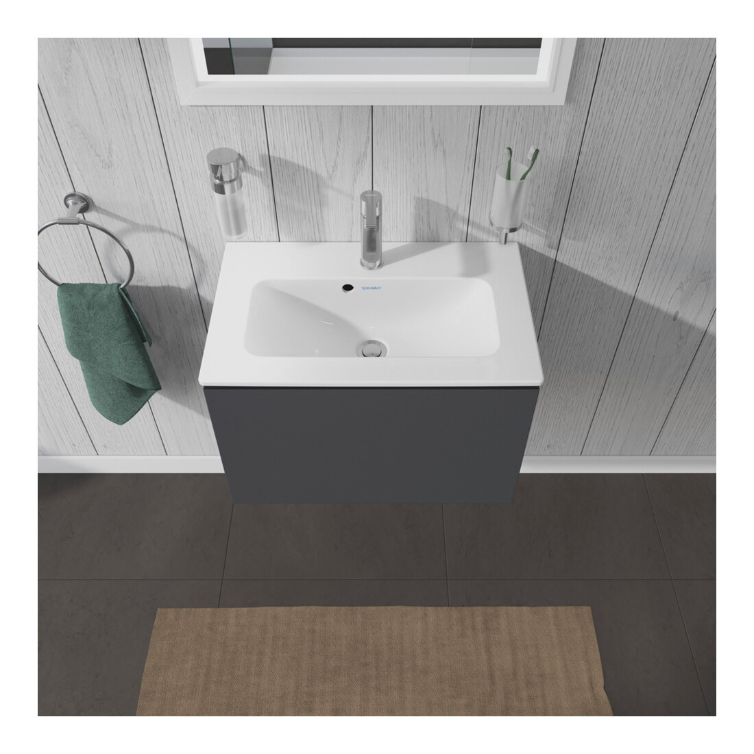 Duravit Meuble sous-lavabo Compact L-Cube 62x39,1 cm, graph ma, 1 tiroir, suspendu