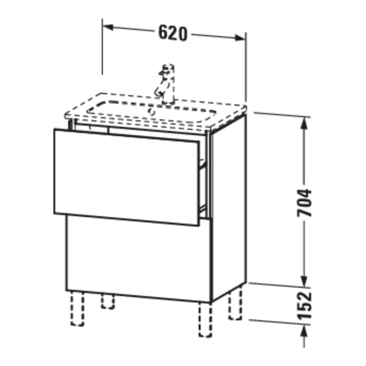 Duravit Meuble sous-lavabo Compact L-Cube 62x39,1 cm, graph ma, 2 tiroirs, debout