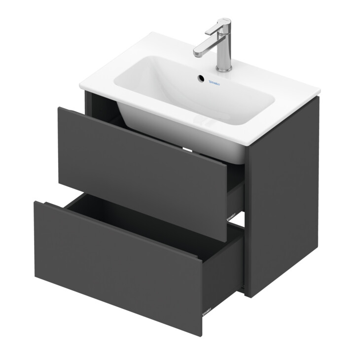 Duravit Meuble sous lavabo Compact L-Cube 62x39,1 cm, graph ma, 2 tiroirs, suspendu
