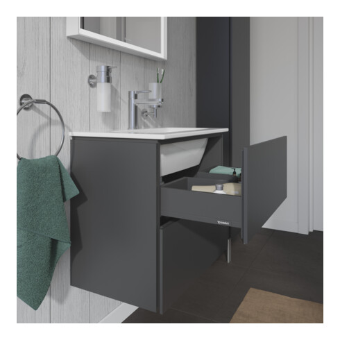 Duravit Meuble sous lavabo Compact L-Cube 62x39,1 cm, graph ma, 2 tiroirs, suspendu