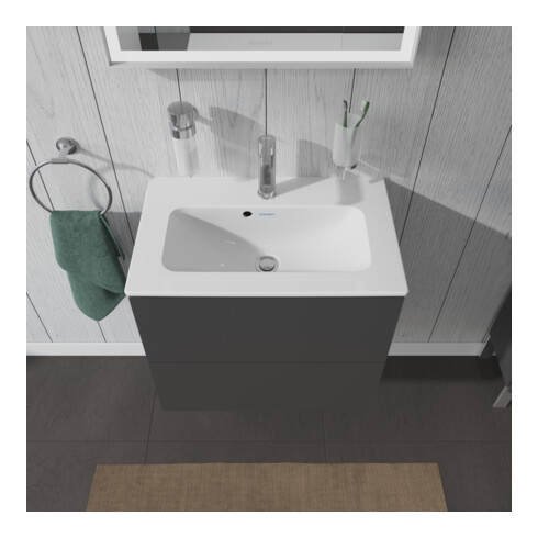 Duravit Meuble sous lavabo Compact L-Cube 62x39,1 cm, graph ma, 2 tiroirs, suspendu