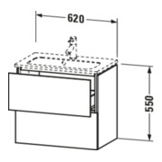 Duravit Meuble sous-lavabo Compact L-Cube 62x39,1 cm, graphite mat, 2 tiroirs, suspendu-3