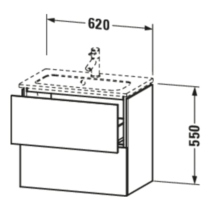 Duravit Meuble sous-lavabo Compact L-Cube 62x39,1 cm, graphite mat, 2 tiroirs, suspendu