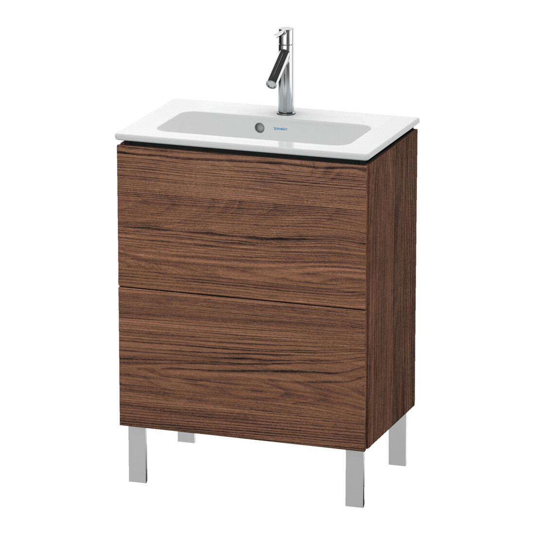 Duravit Meuble sous-lavabo Compact L-Cube 62x39,1 cm, noyer foncé, 2 tiroirs, sur pied