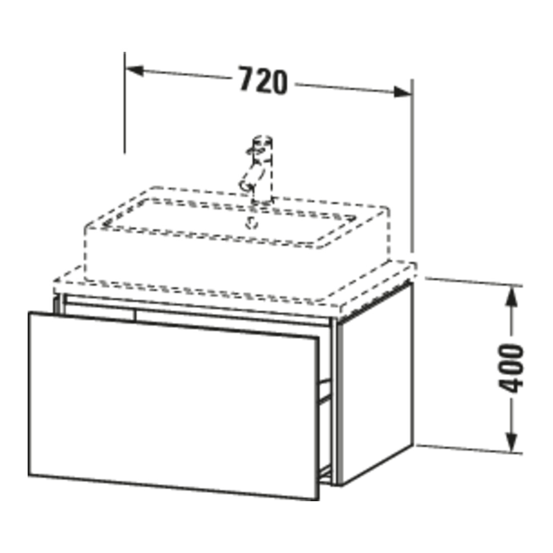 Duravit Meuble sous-lavabo Compact L-Cube 72x47,7 cm, blanc œuf, 1 tiroir, pour console